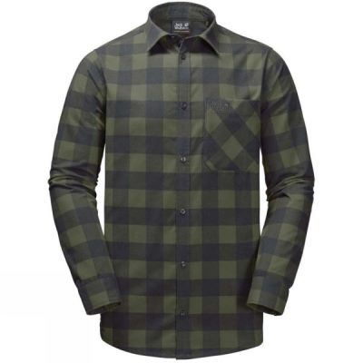 Camisa Jack Wolfskin Red River Hombre Verde - Chile RYD352140
